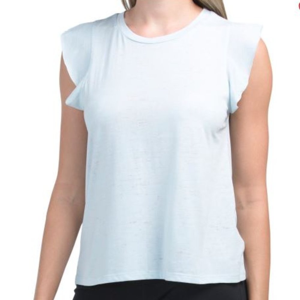 Betsey Johnson Performance Burnout Ruffle Sleeve Tank NWT